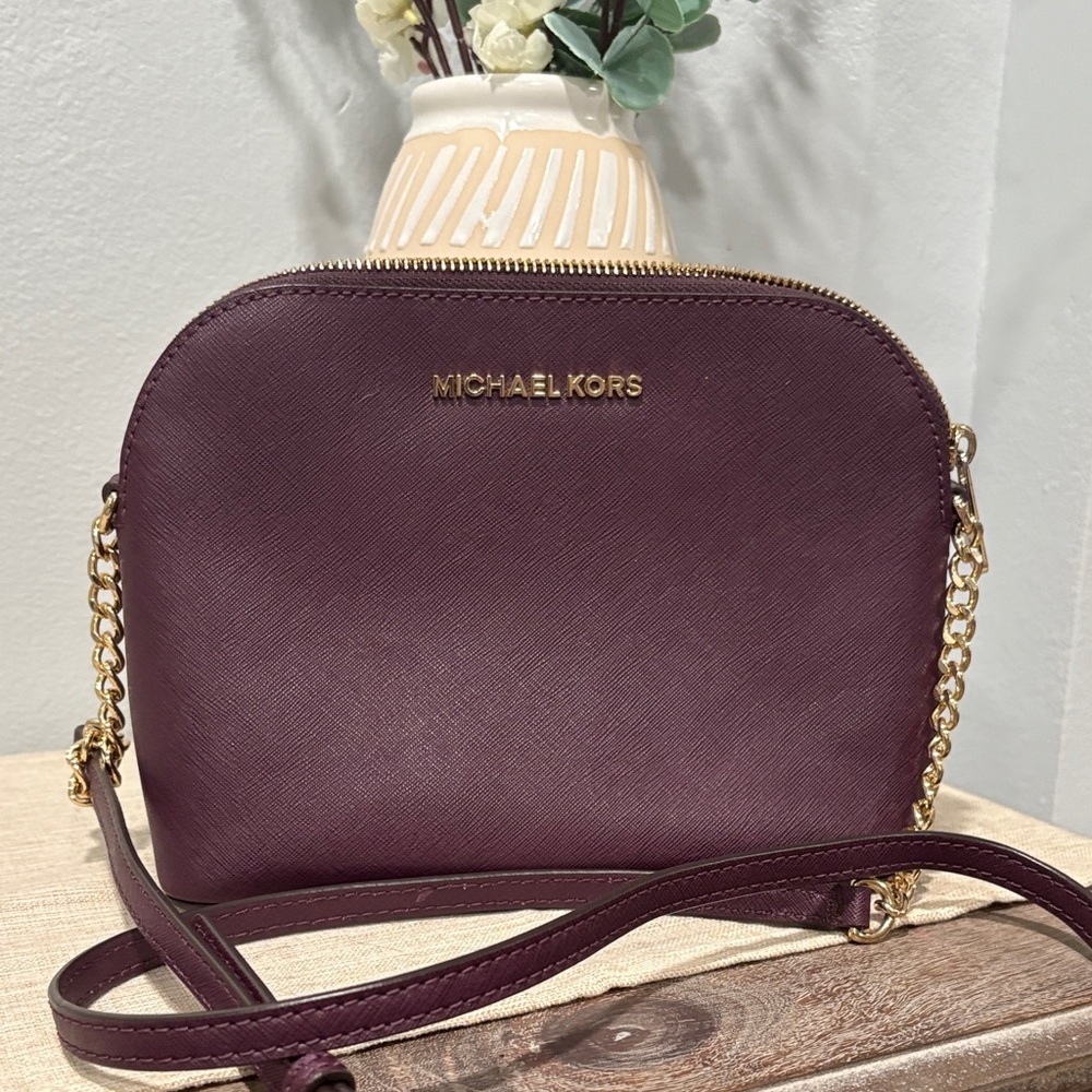 Michael Kors Plum Crossbody Bag with Gold Chain